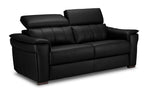 Orlando-Ray Leather Sofa - Black