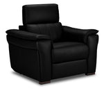 Orlando-Ray Leather Sofa and Chair Set - Black