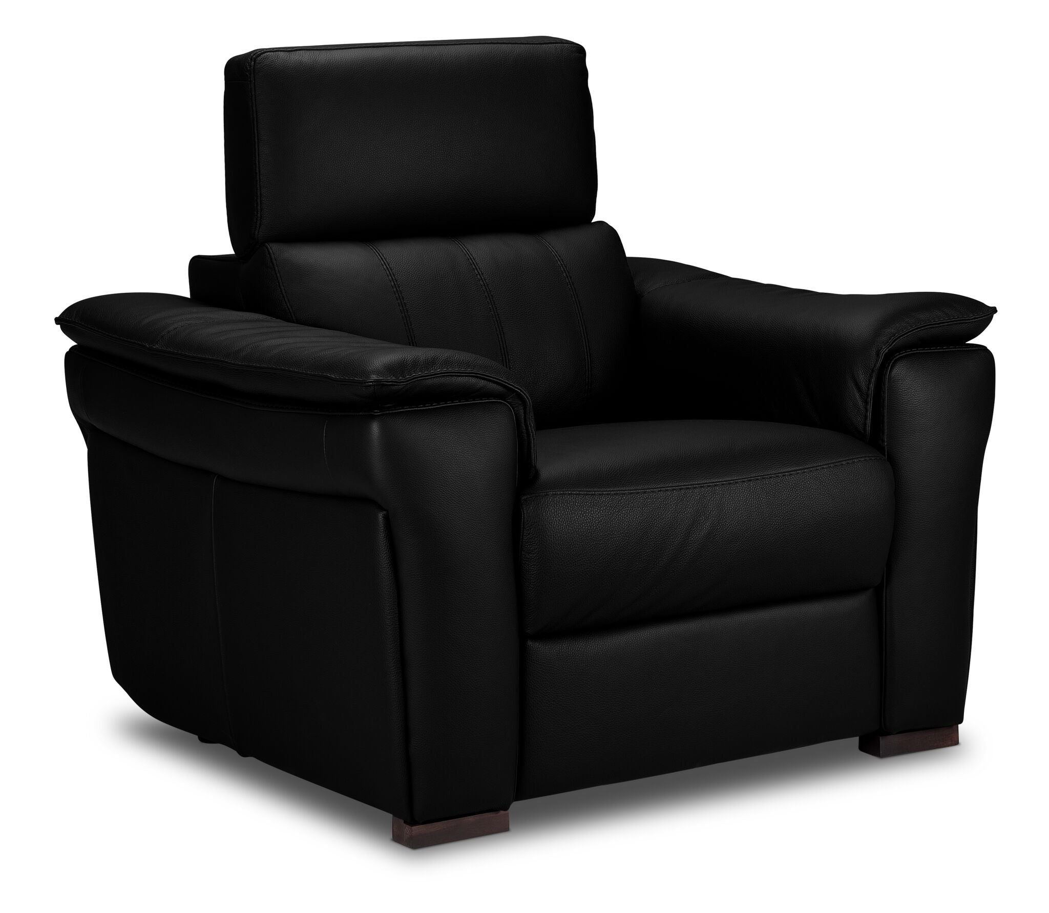 Orlando-Ray Leather Sofa and Chair Set - Black