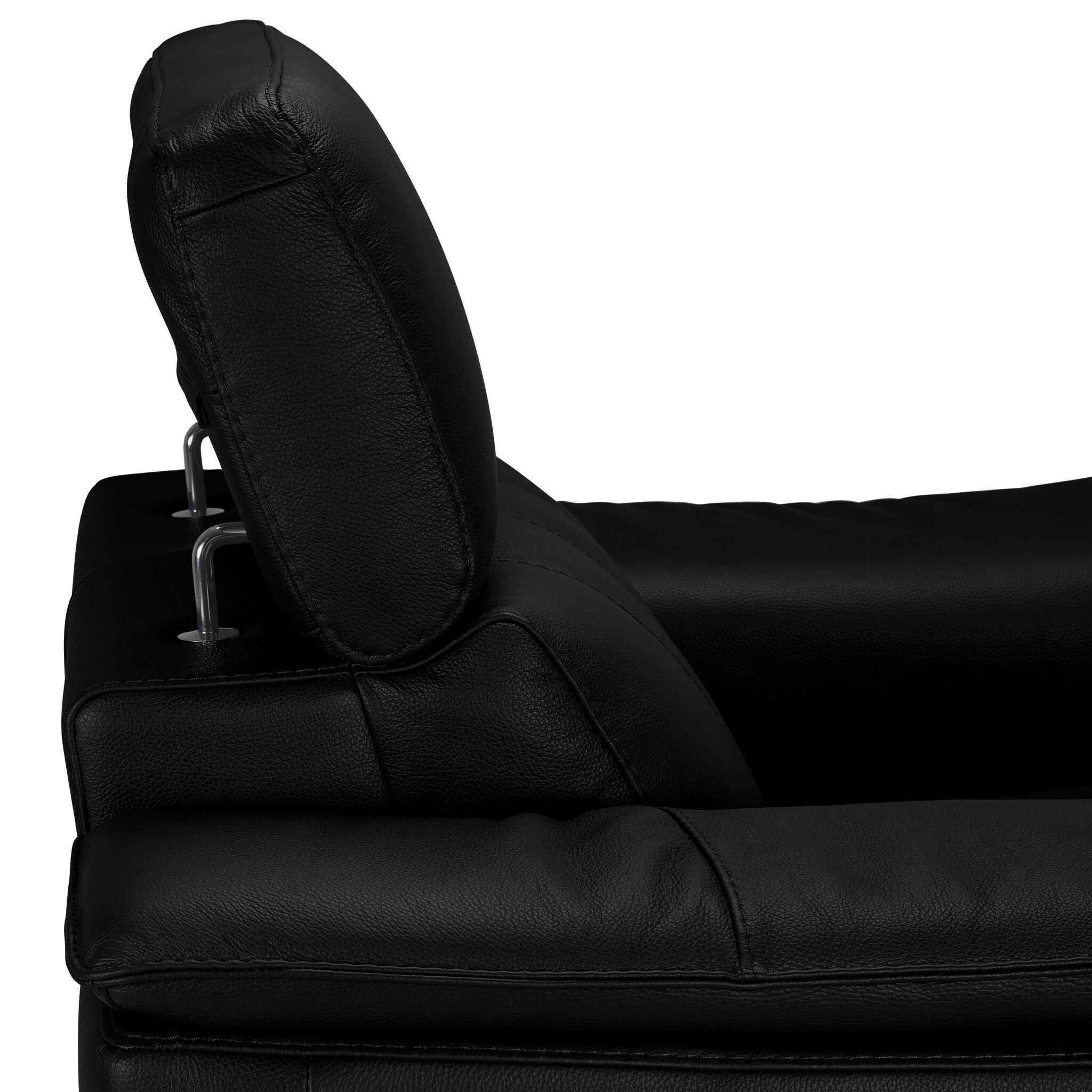 Orlando-Ray Leather Sofa and Chair Set - Black