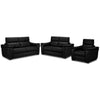 Orlando-Ray Ens. Sofa, causeuse et fauteuil en cuir – noir