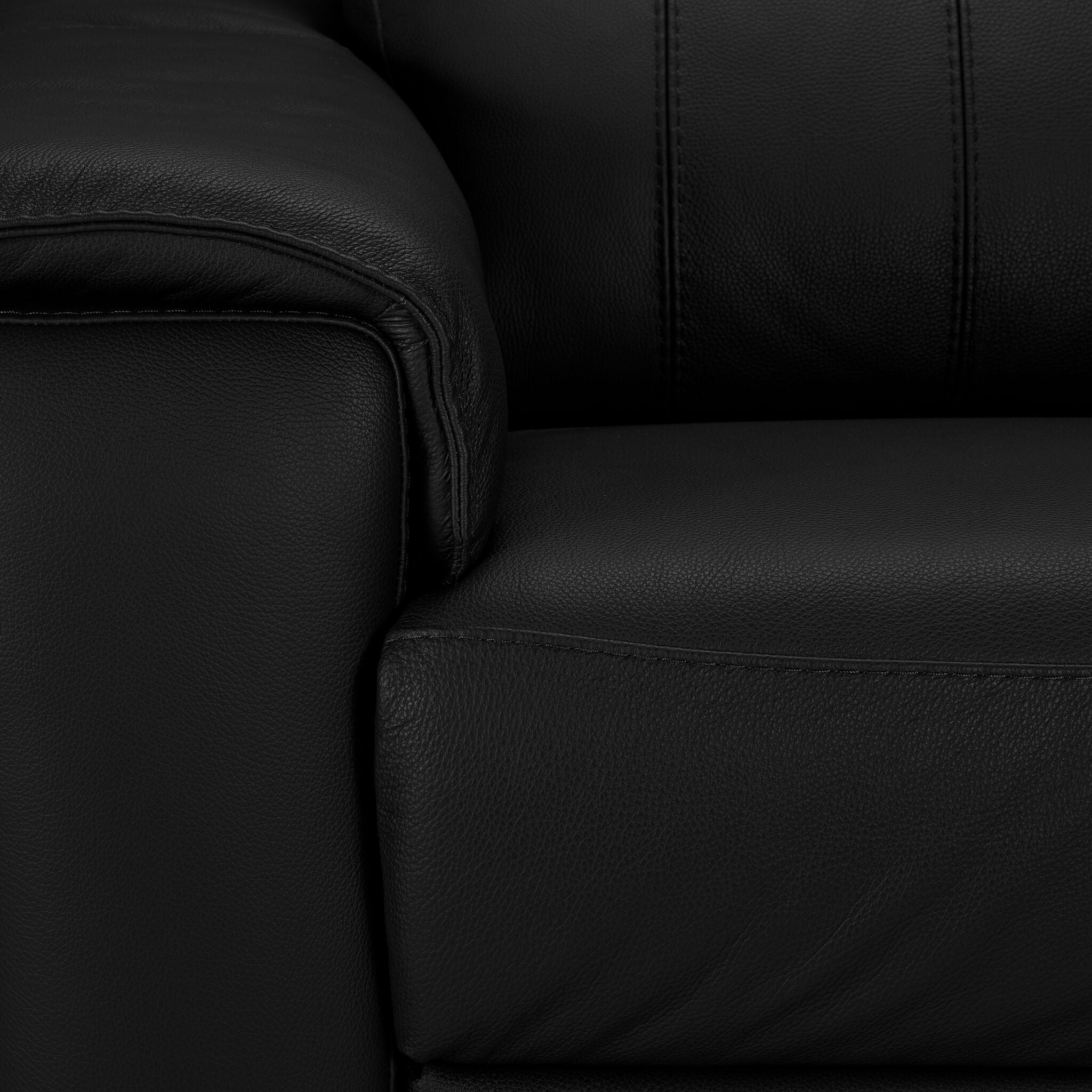 Orlando-Ray Leather Sofa - Black