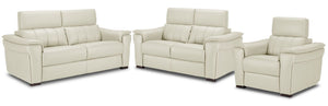 Orlando-Ray Ens. Sofa, causeuse et fauteuil en cuir – blanc