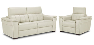 Orlando-Ray Ens. Sofa et fauteuil en cuir – blanc