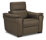 Orlando-Ray Leather Sofa, Loveseat and Chair Set - Taupe