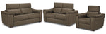 Orlando-Ray Leather Sofa, Loveseat and Chair Set - Taupe