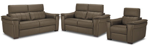 Orlando-Ray Ens. Sofa, causeuse et fauteuil en cuir – taupe
