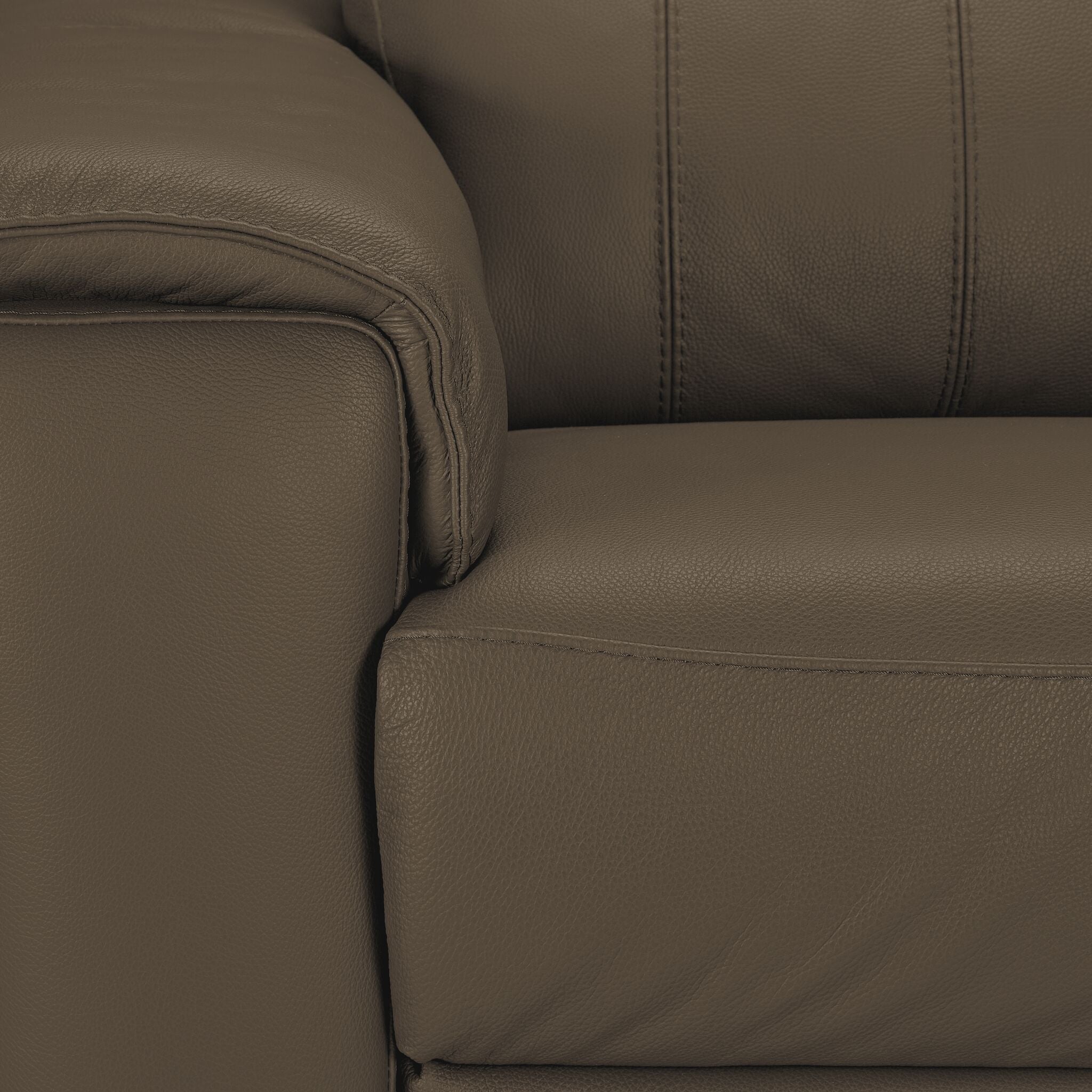 Orlando-Ray Leather Sofa - Taupe