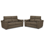 Orlando-Ray Leather Sofa and Loveseat Set - Taupe