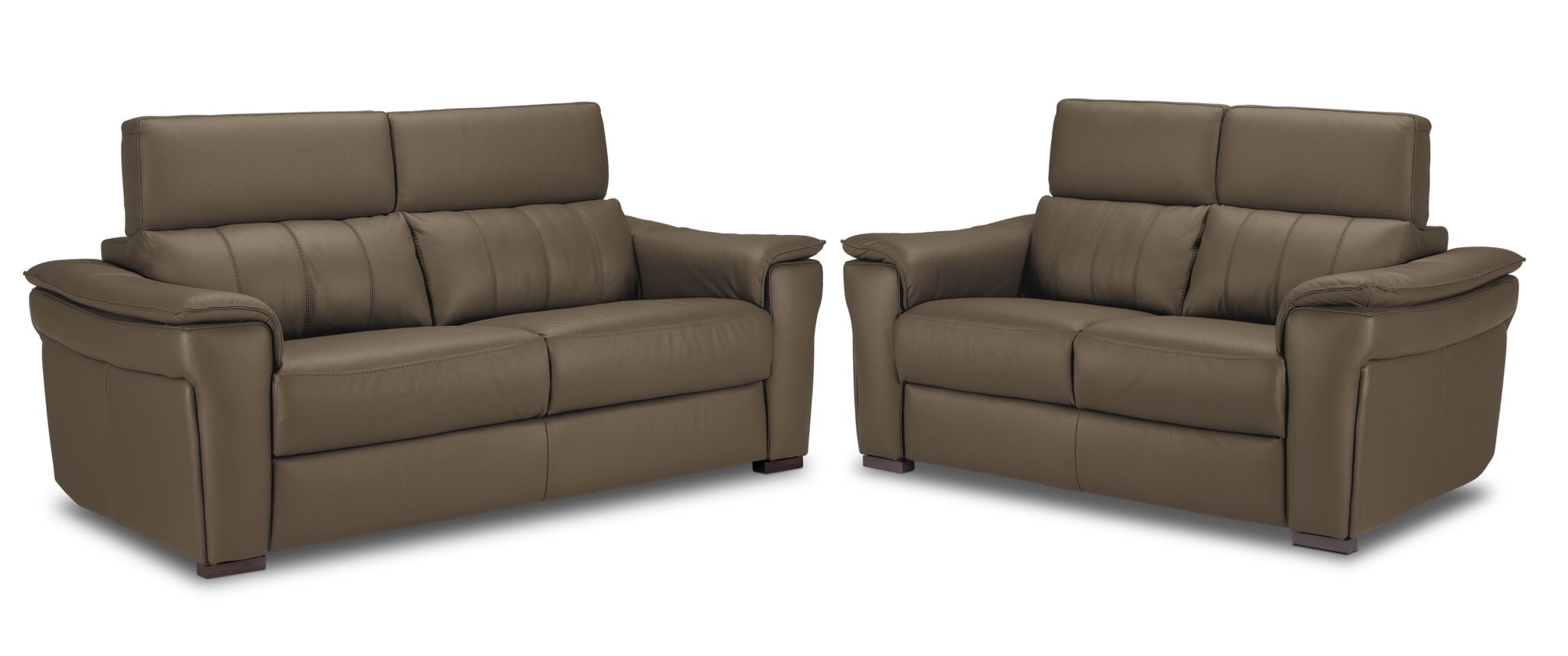 Orlando-Ray Leather Sofa and Loveseat Set - Taupe