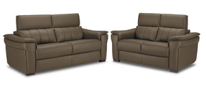 Orlando-Ray Ens. Sofa et causeuse en cuir – taupe