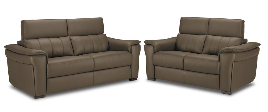 Orlando-Ray Leather Sofa and Loveseat Set - Taupe