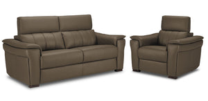 Orlando-Ray Ens. Sofa et fauteuil en cuir – taupe