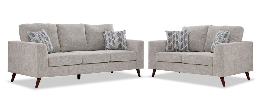 Orleans Sofa and Loveseat Set - Beige
