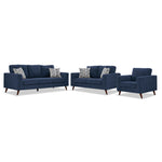 Orleans Sofa, Loveseat and Chair Set - Blue