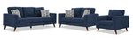 Orleans Sofa, Loveseat and Chair Set - Blue