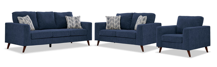 Orleans Sofa, Loveseat and Chair Set - Blue