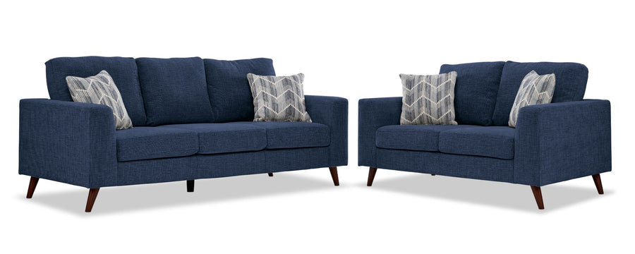 Orleans Sofa and Loveseat Set - Blue