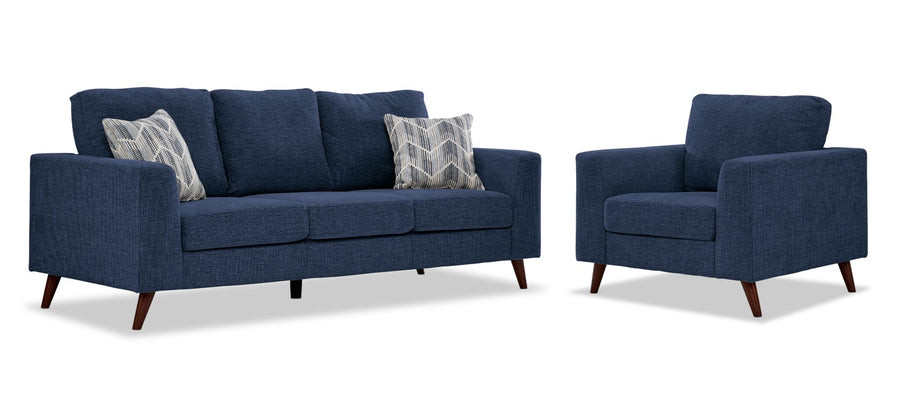 Orleans Sofa and Chair Set - Blue