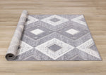 Diamond Mist 6'7" x 9'6" Diamond Pattern Area Rug - Grey, White