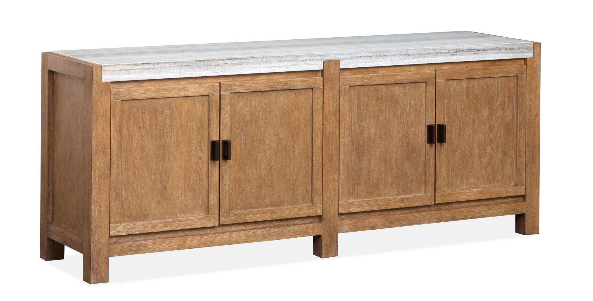 Plum Creek 70-inch Sierra Brown TV stand with marble top, four doors and media storage