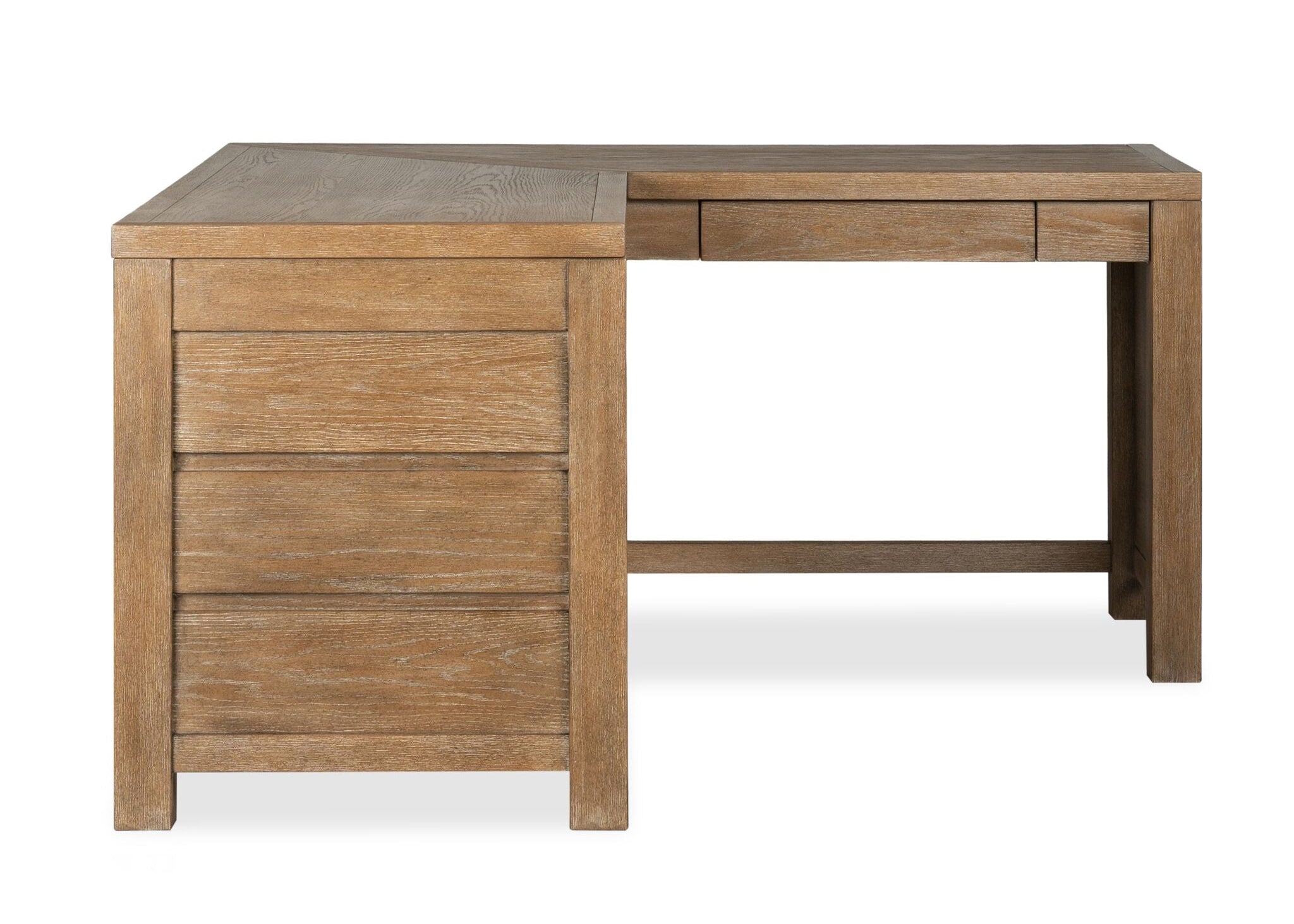 Plum Creek corner desk with Sierra Brown wood finish, two drawers and reinforced base