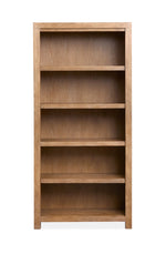Plum Creek open bookcase with Sierra Brown wood finish, fixed shelves and display storage