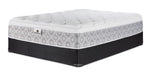 Kingsdown Quinlan Plush Euro Top full mattress and black boxspring set, shown at an angle