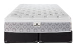 Front view of the Kingsdown Quinlan Plush Euro Top king mattress with two black split boxsprings