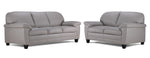 Raphael Leather Sofa and Loveseat Set - Cloud Grey