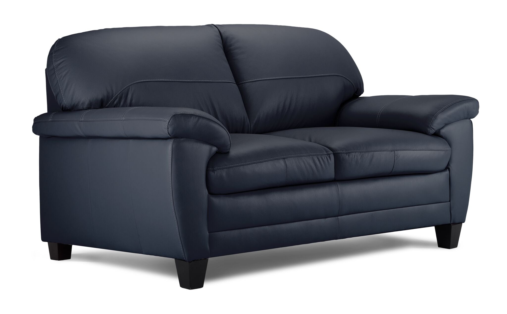 Raphael Leather Sofa and Loveseat Set - Navy