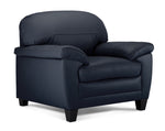 Raphael Leather Sofa, Loveseat and Chair Set - Navy
