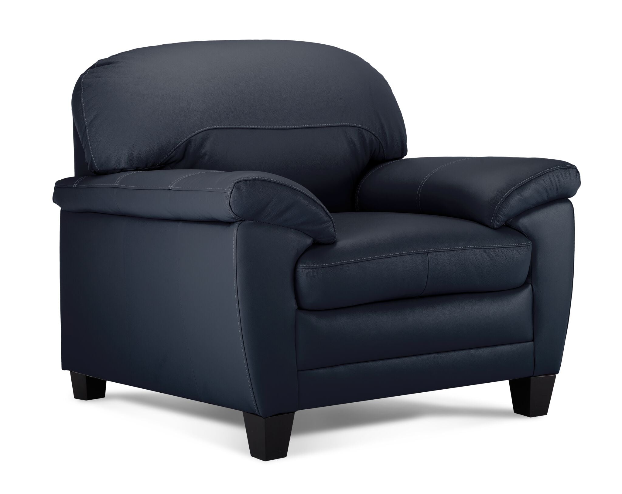 Raphael Leather Sofa, Loveseat and Chair Set - Navy
