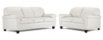Raphael Leather Sofa and Loveseat Set - Silver Grey