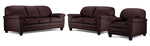 Raphael Leather Sofa, Loveseat and Chair Set - Mocha