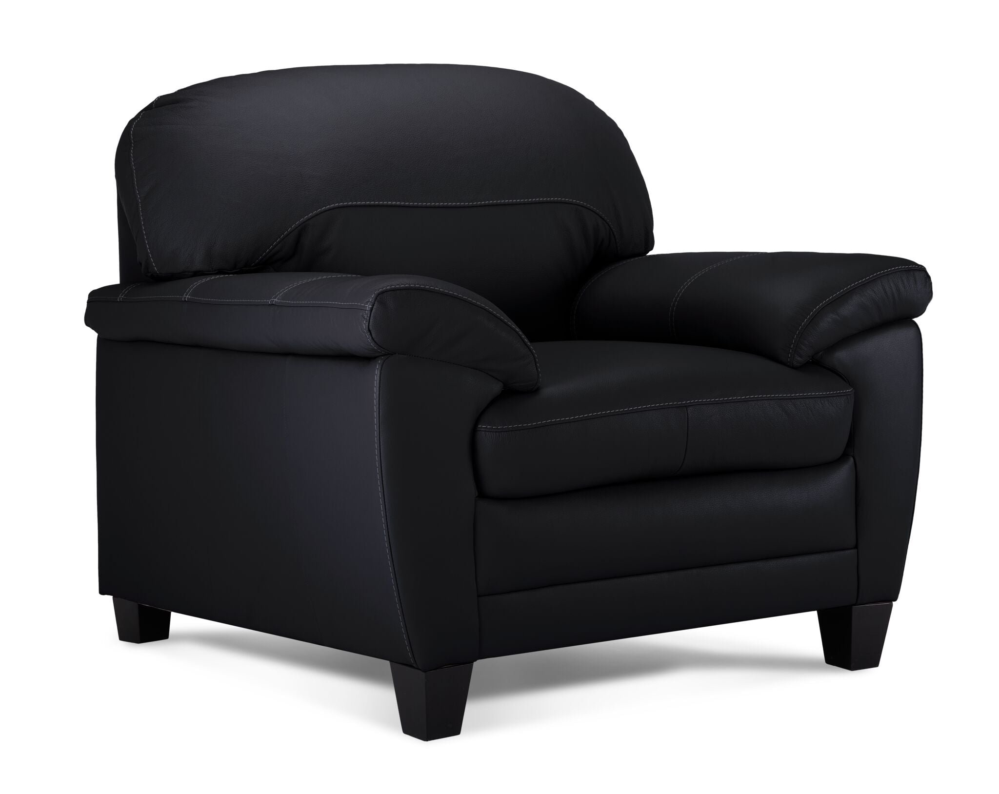 Raphael Leather Sofa, Loveseat and Chair Set - Raven