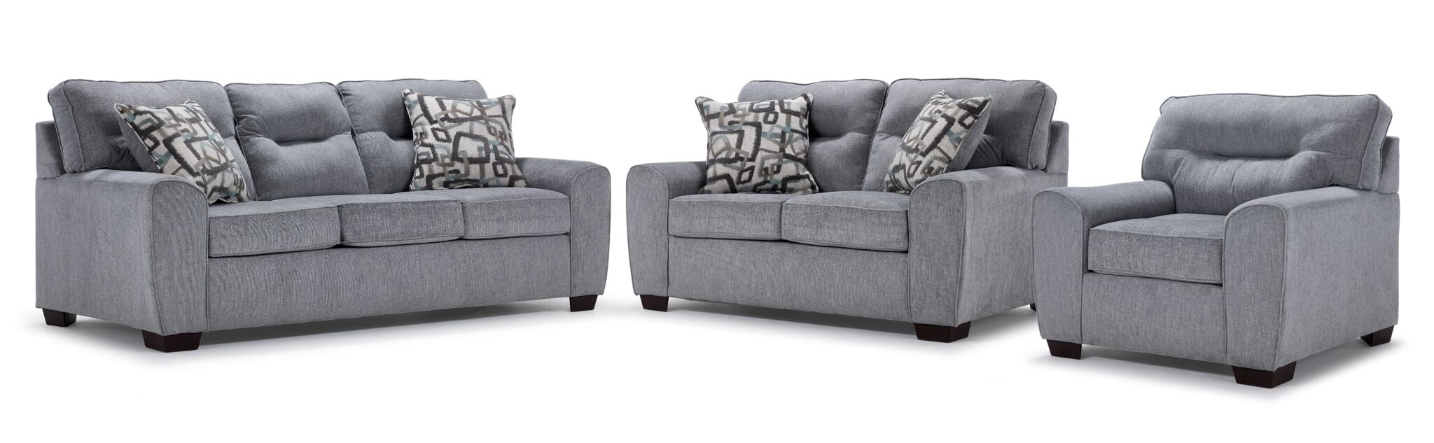 Mackay Sofa, Loveseat and Chair Set - Grey