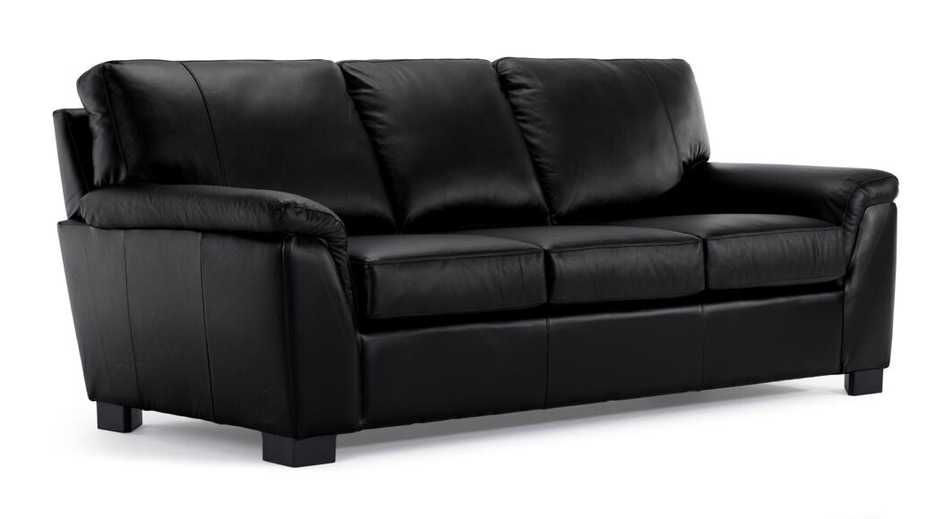 Reynolds Leather Sofa, Loveseat and Chair Set - Black