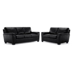 Reynolds Leather Sofa and Loveseat Set - Black