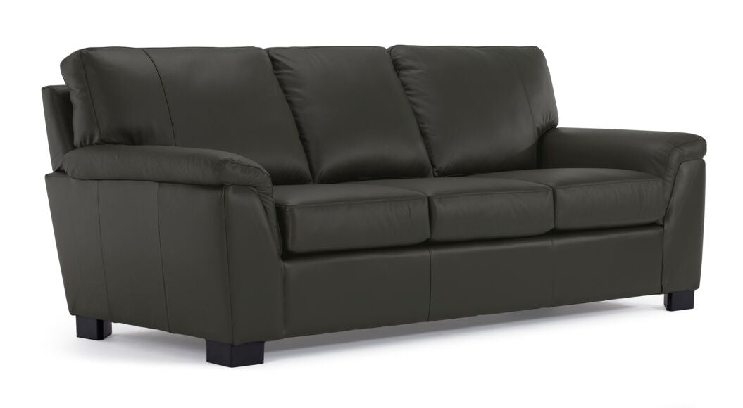 Reynolds Leather Sofa and Loveseat Set - Dark Grey