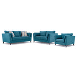 Rothko Sofa, Loveseat and Chair Set - Teal