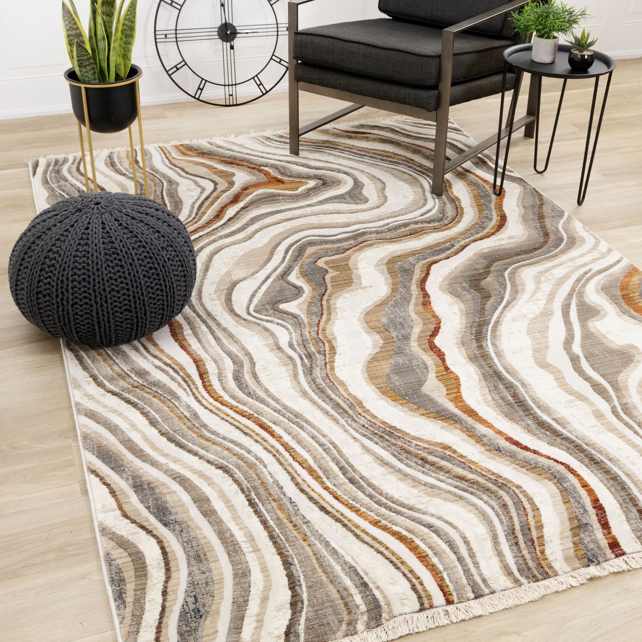 Desert Wave 5'3" x 7'10" Curvy Waves Area Rug - Beige