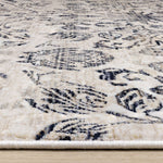 Midnight Garden 5'3" x 7'10" Ornate Leaf Pattern Area Rug - Cream