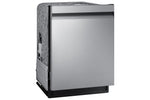 Samsung stainless steel Smart Dishwasher with StormWash shown from a three-quarter front angle