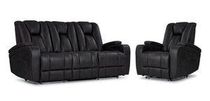 San Antonio Ens. Sofa et fauteuil inclinables électriques à double inclinaison - gris