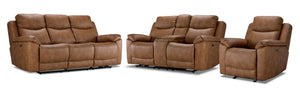 Santa Fe Ens. Sofa, causeuse et fauteuil inclinables électriques - cuivre