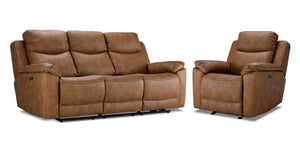 Santa Fe Ens. Sofa et fauteuil inclinables électriques - cuivre