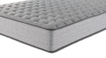 Close-up of Sealy Burchelle Extra Firm Tight Top Twin mattress showing tufted surface, piping and patterned side panel