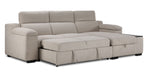 Slayden left-facing 2-piece taupe polyester sectional with pop-up bed extended and chaise lounge