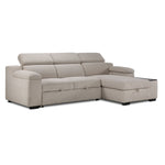Left-Facing: Slayden left-facing 2-piece taupe polyester sectional with chaise, adjustable headrests and side table